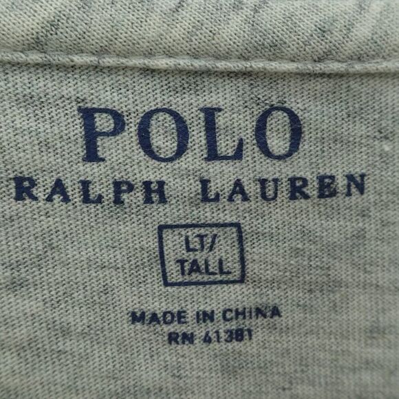 Polo Ralph Lauren Gray V-Neck Men's Long Sleeve Tall Tee - Picture 9 of 10